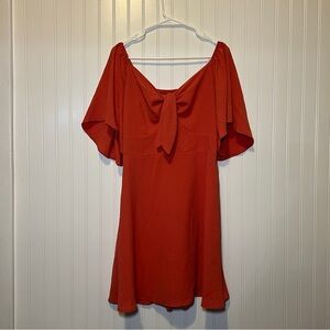 Dark Orange Front Tie Dress